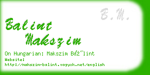 balint makszim business card